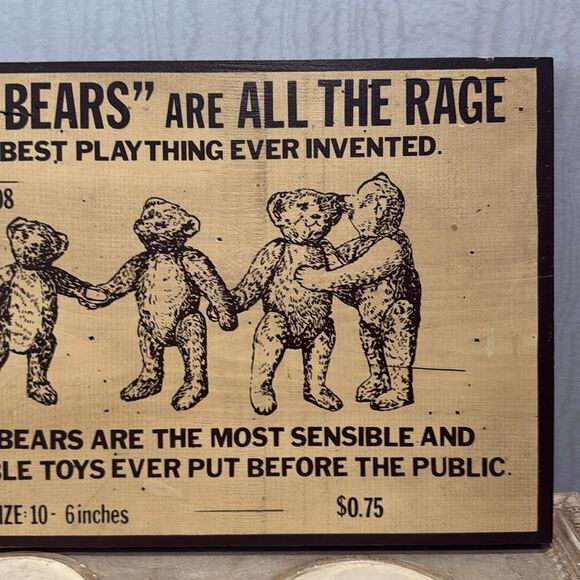 Wooden Teddy Bear Advertisement Sign - Picture 4 of 9